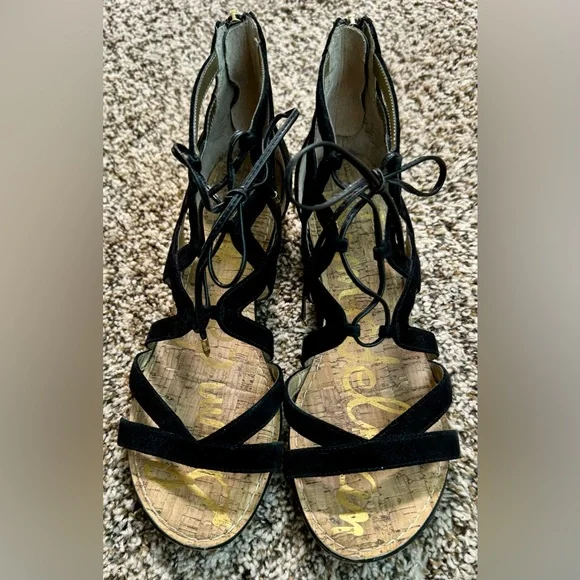 Sam Edelman Lace Up Sandals with Zipper - Picture 2 of 5